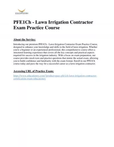 PFE1Ch - Lawn Irrigation Contractor Exam Practice Course