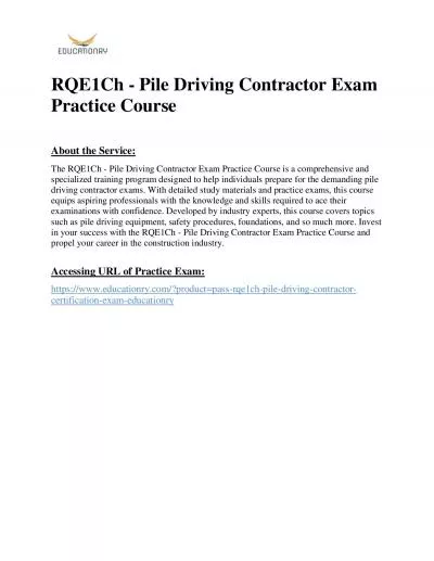 RQE1Ch - Pile Driving Contractor Exam Practice Course