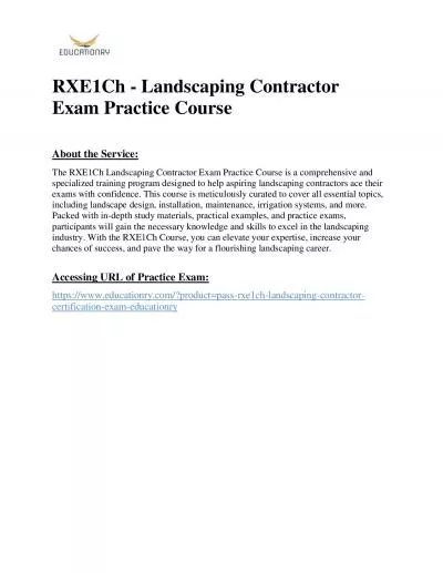 RXE1Ch - Landscaping Contractor Exam Practice Course
