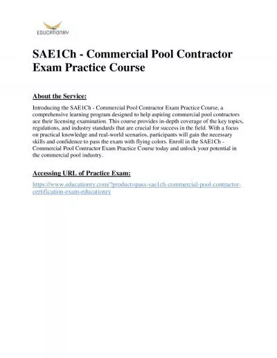 SAE1Ch - Commercial Pool Contractor Exam Practice Course
