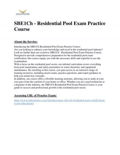 SBE1Ch - Residential Pool Exam Practice Course
