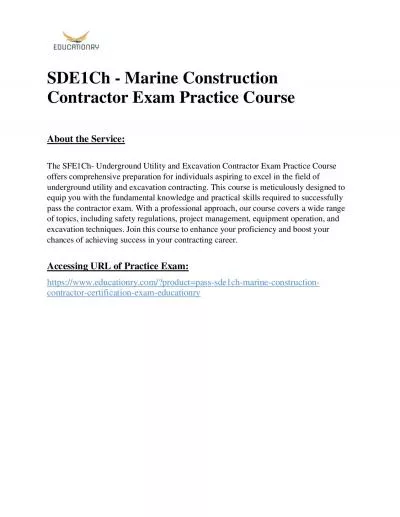 SDE1Ch - Marine Construction Contractor Exam Practice Course