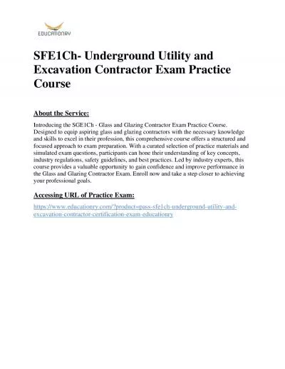 SFE1Ch- Underground Utility and Excavation Contractor Exam Practice Course