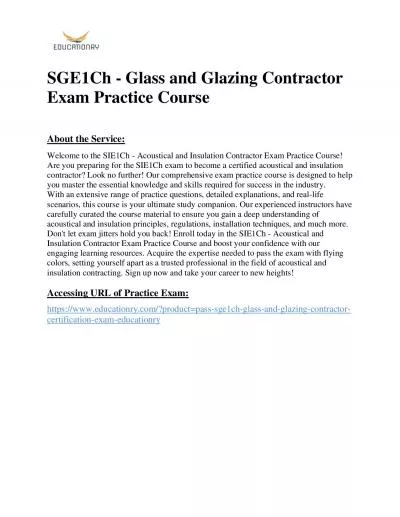 SGE1Ch - Glass and Glazing Contractor Exam Practice Course