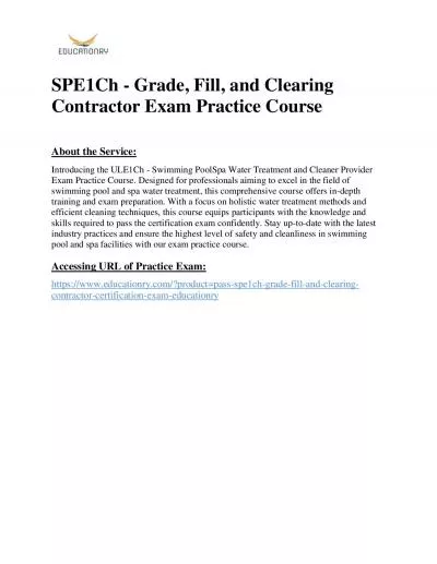 SPE1Ch - Grade, Fill, and Clearing Contractor Exam Practice Course