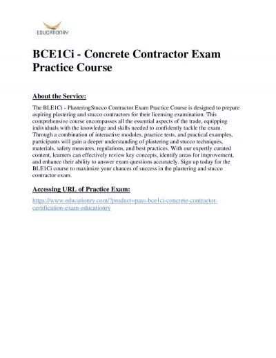 BCE1Ci - Concrete Contractor Exam Practice Course