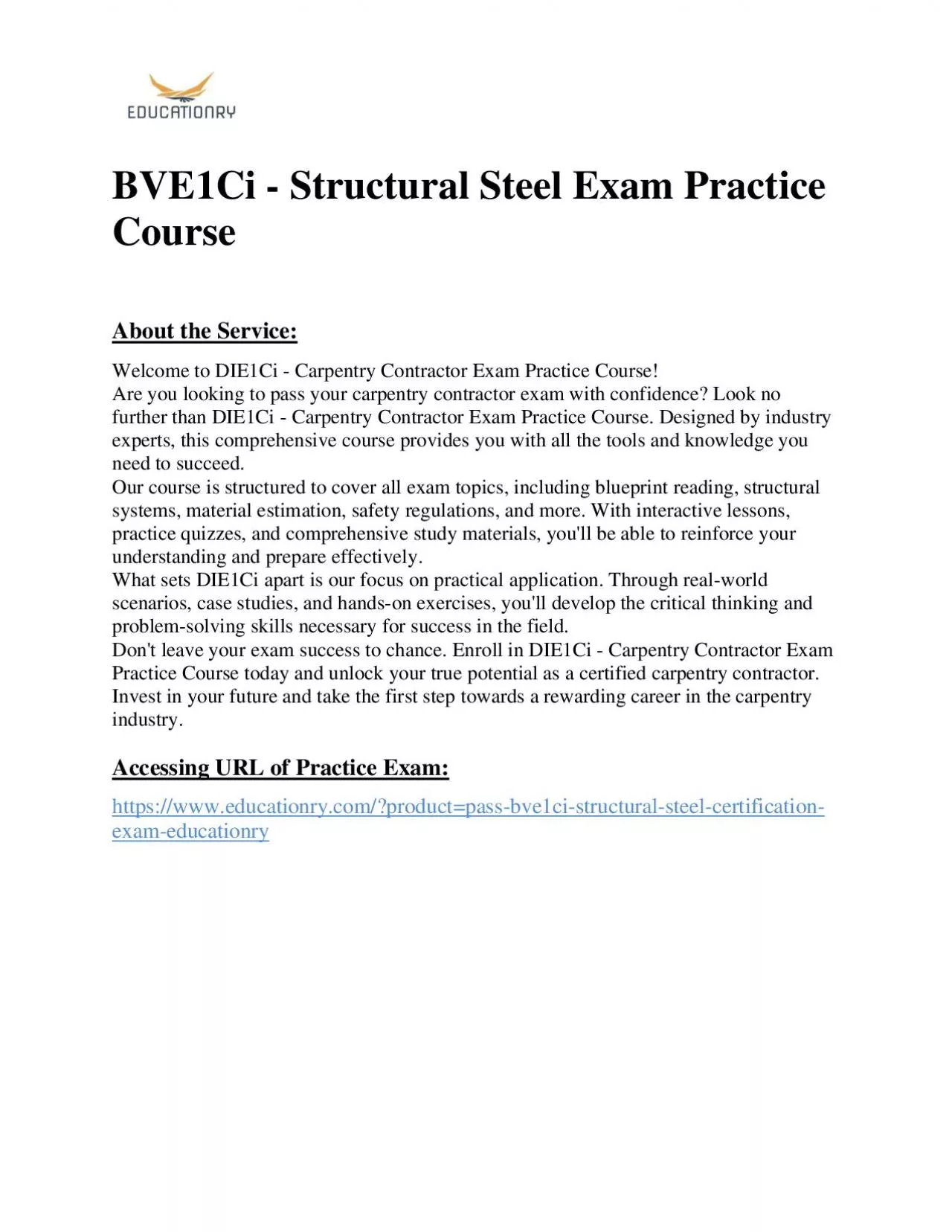 BVE1Ci - Structural Steel Exam Practice Course