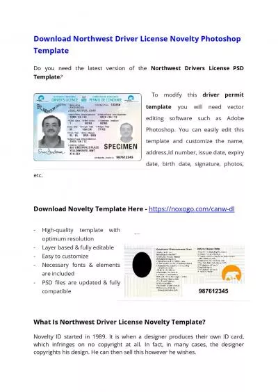 Northwest Drivers License PSD Template – Download Photoshop File