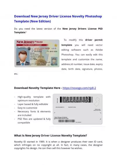 New Jersey Drivers License PSD Template (New Edition) – Download Photoshop File