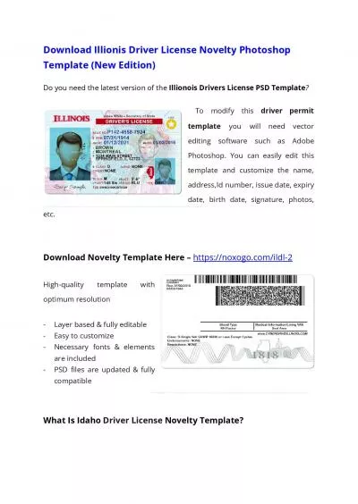 Illinois Drivers License PSD Template (New Edition) – Download Photoshop File