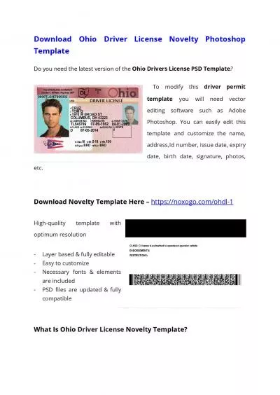 Ohio Drivers License PSD Template (V2) – Download Photoshop File
