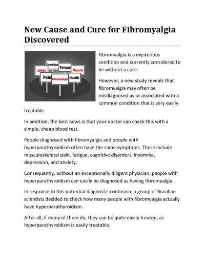 New Cause and Cure for Fibromyalgia Discovered