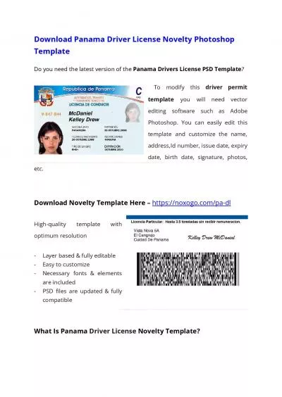 Panama Drivers License PSD Template – Download Photoshop File