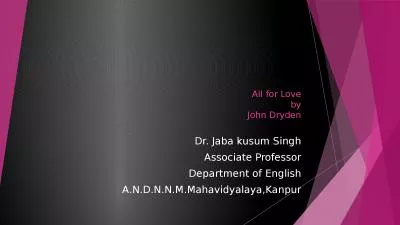 All for Love by John Dryden