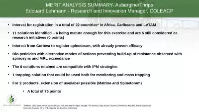 MERIT ANALYSIS SUMMARY-