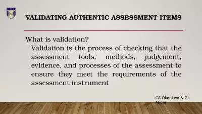 Validating Authentic Assessment Items