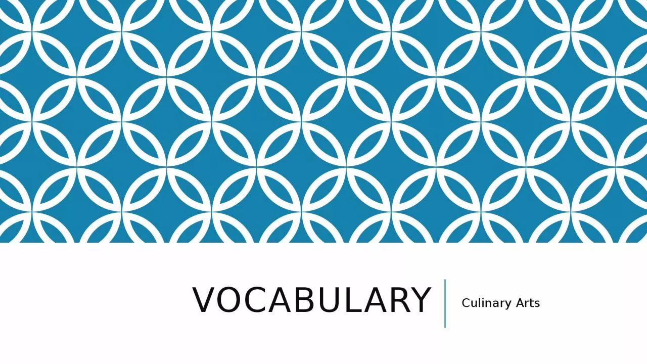 Vocabulary Culinary Arts