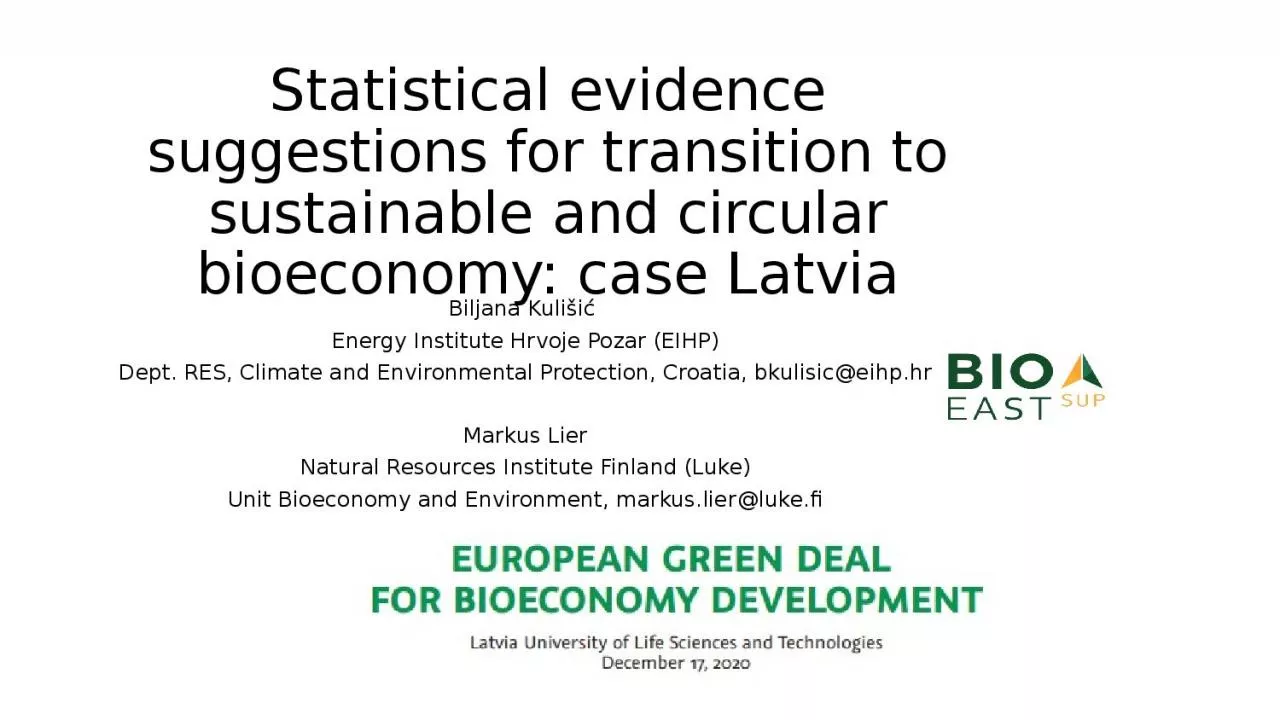 Statistical evidence suggestions for transition to sustainable and circular bioeconomy: