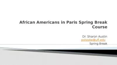 African Americans in Paris Spring Break Course