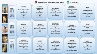 Avanti Court  Primary School Menu