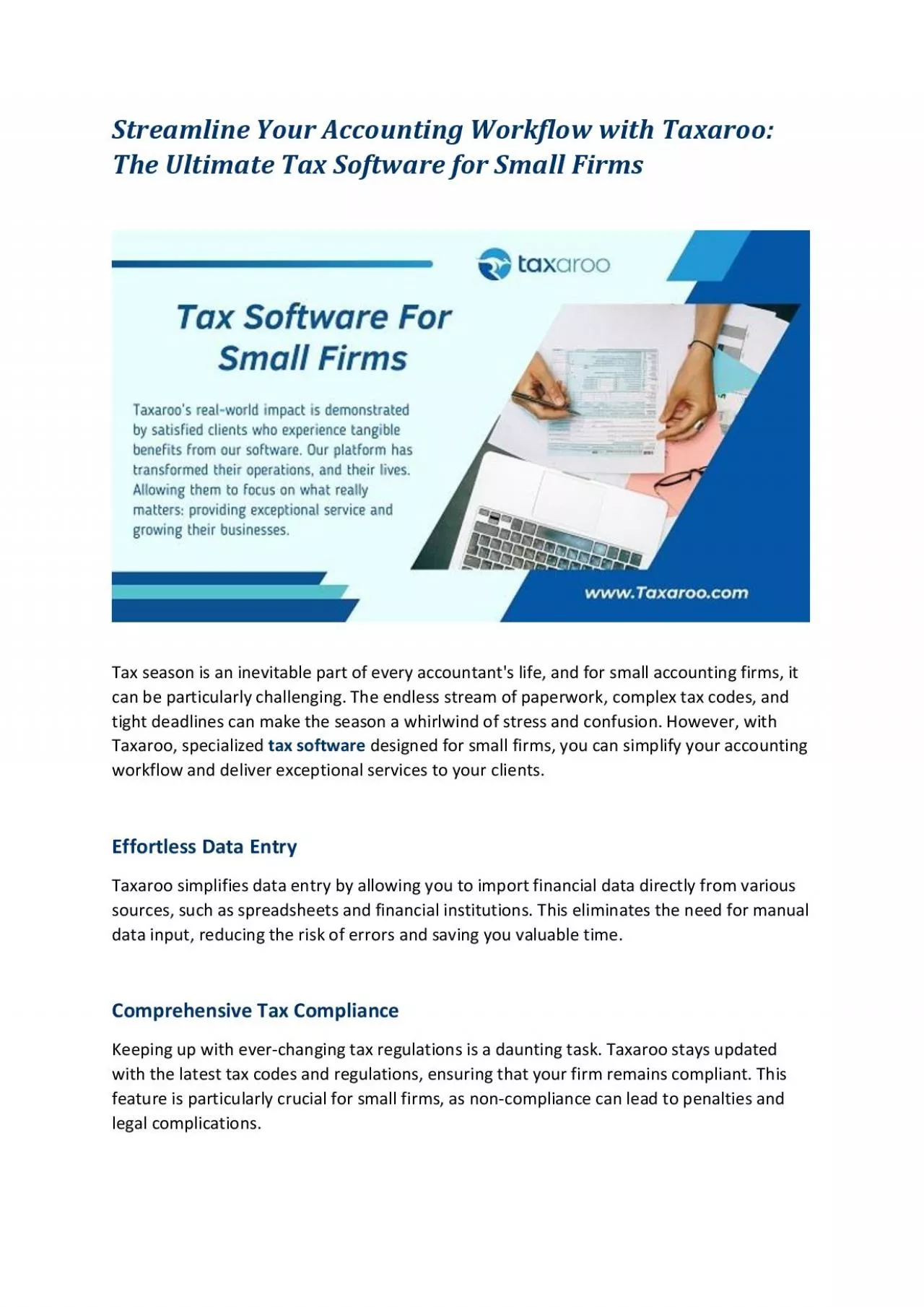 Streamline Your Accounting Workflow with Taxaroo: The Ultimate Tax Software for Small