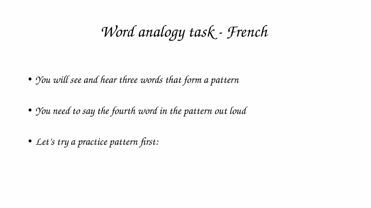 PPT-Word analogy task - French