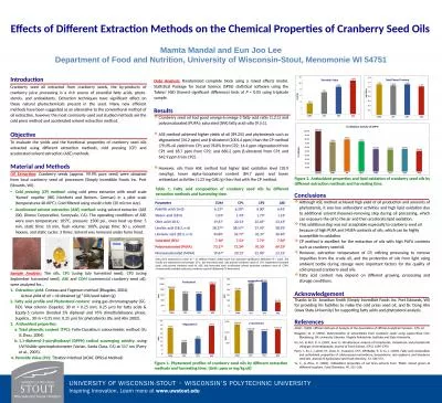 Effects of Different Extraction Methods on the Chemical Properties of Cranberry Seed Oils