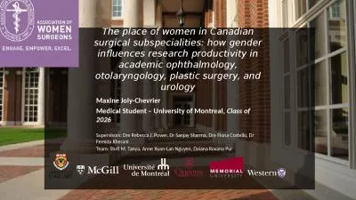 1 The place of women in Canadian surgical subspecialities: how gender influences research