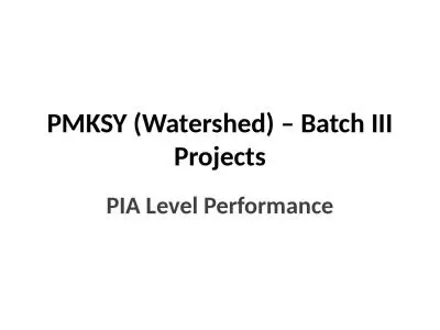 PMKSY (Watershed) – Batch III Projects