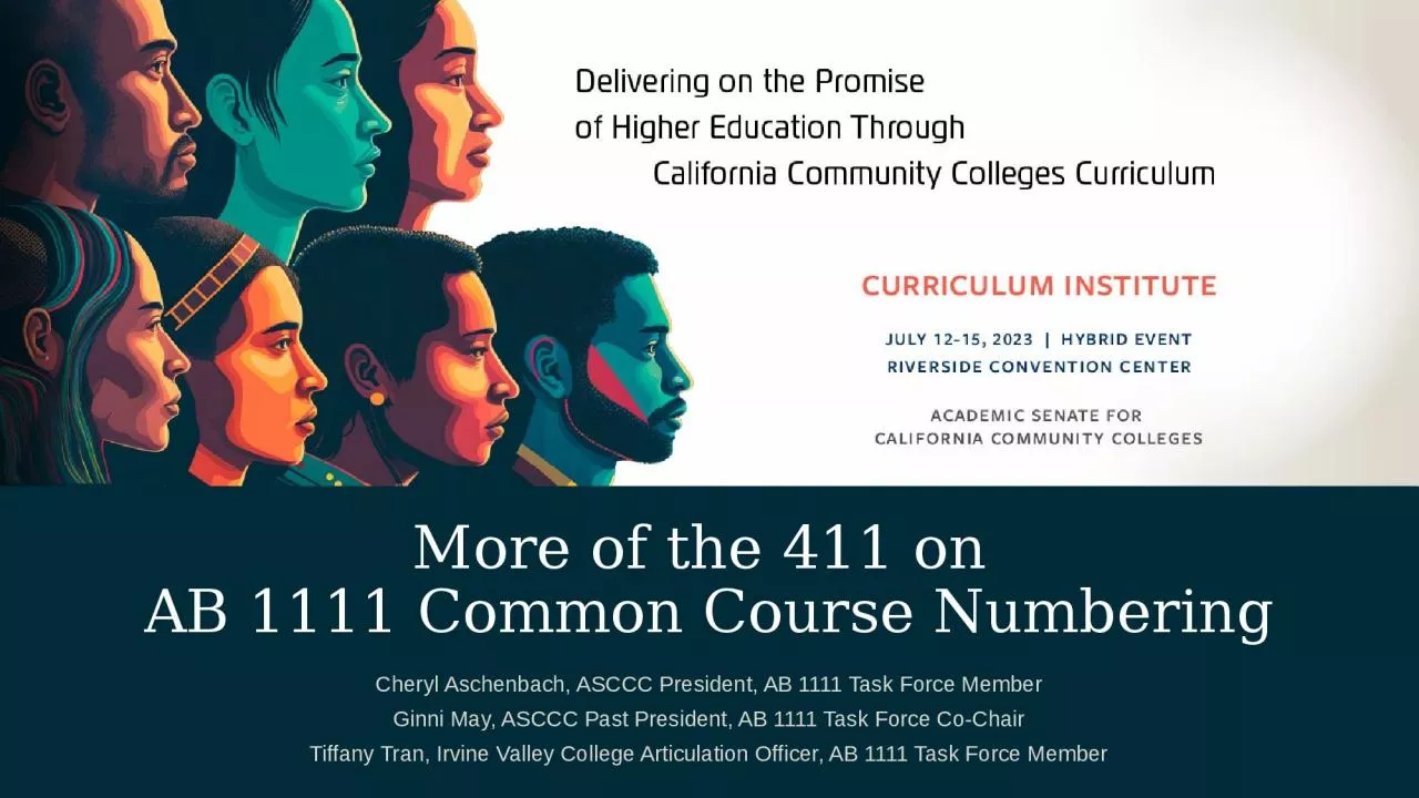 More of the 411 on  AB 1111 Common Course Numbering