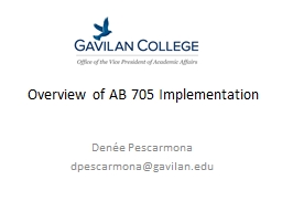 Overview of AB 705 Implementation