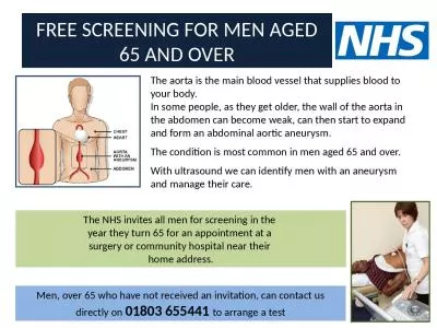 FREE SCREENING FOR MEN AGED 65 AND OVER