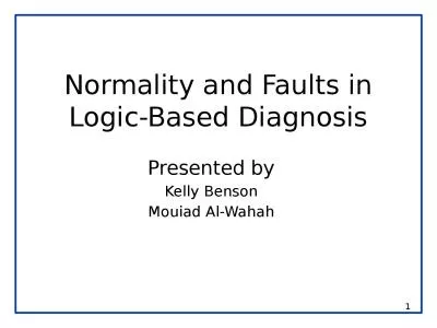 Normality and Faults in Logic-Based Diagnosis