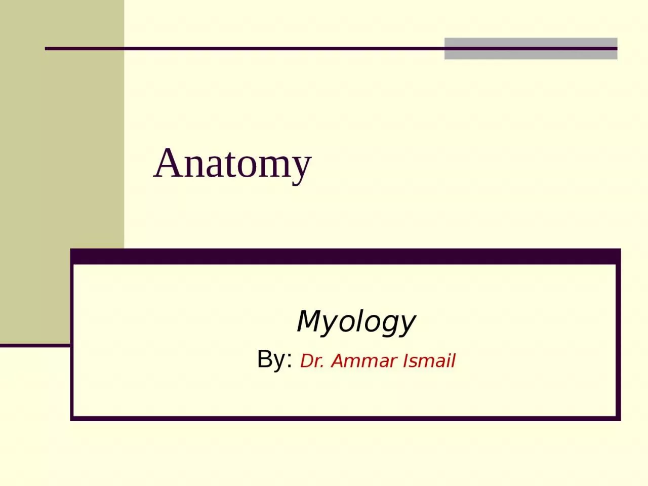 PPT-Anatomy Myology By: Dr. Ammar Ismail