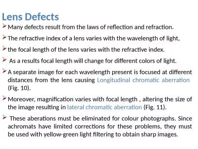 Lens Defects Many defects