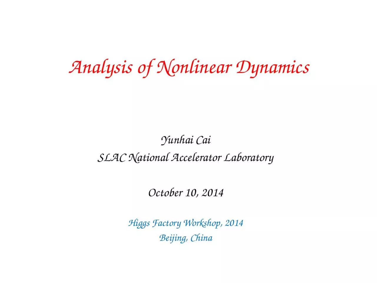 PPT-Analysis of Nonlinear Dynamics