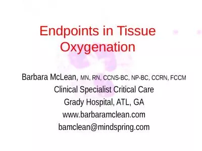 Endpoints in Tissue Oxygenation