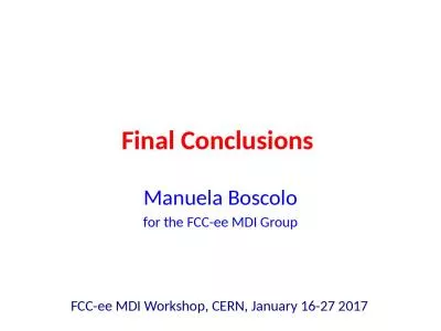 Final Conclusions  Manuela Boscolo