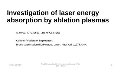 1 Investigation of laser energy absorption by ablation plasmas