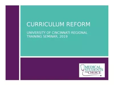 Curriculum Reform University of Cincinnati Regional