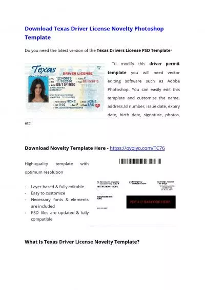 Texas Drivers License PSD Template – Download Photoshop File