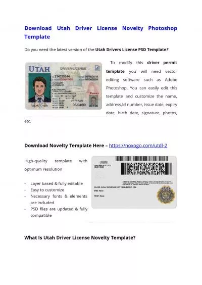 Utah Drivers License PSD Template (New Edition) – Download Photoshop File