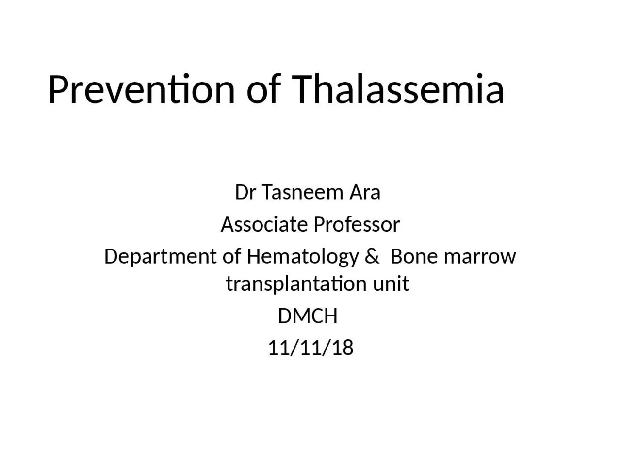 PPT-Prevention of Thalassemia