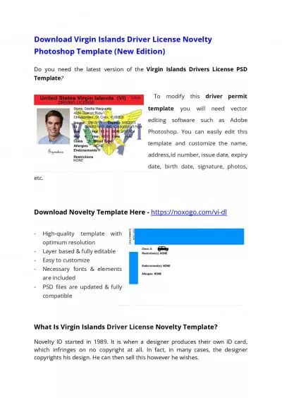 Virgin Islands Drivers License PSD Template – Download Photoshop File