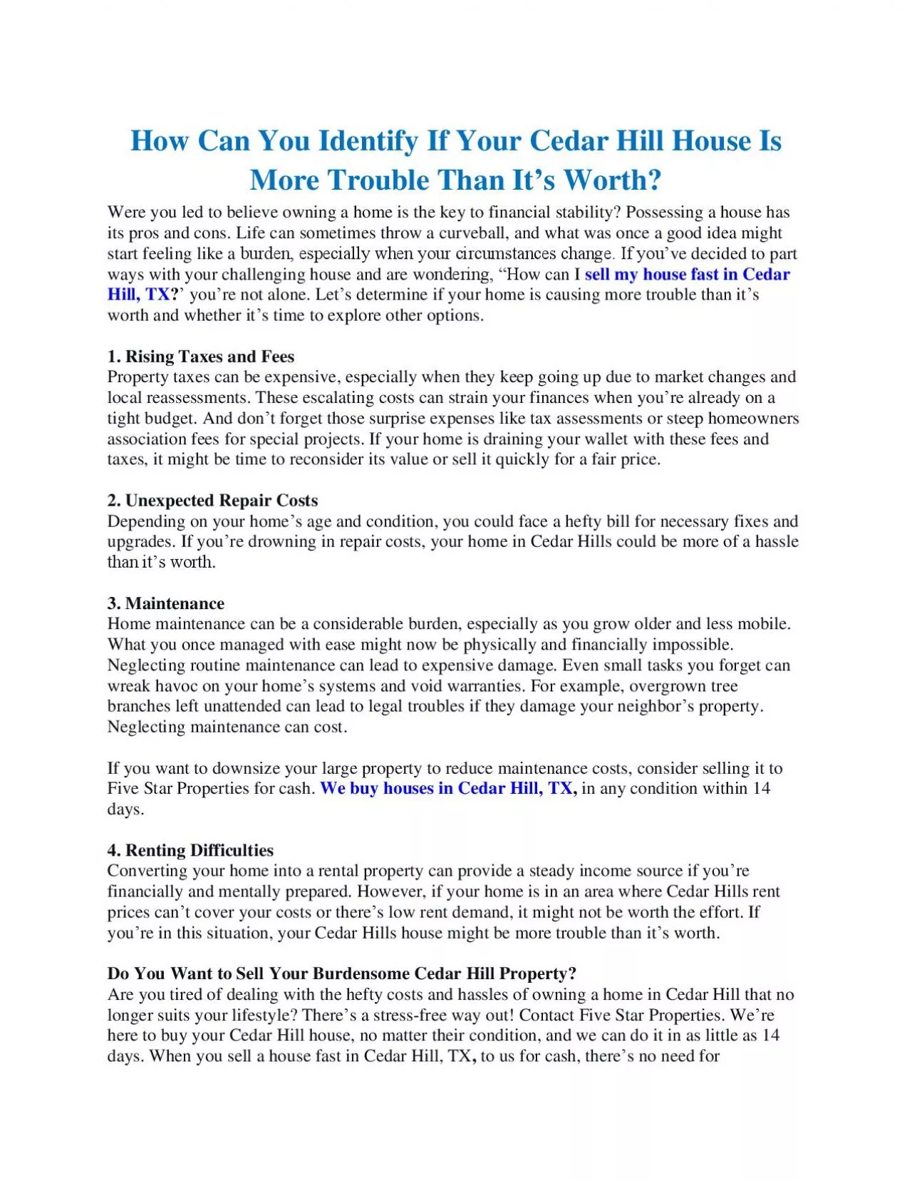 PDF-How Can You Identify If Your Cedar Hill House Is More Trouble Than It’s Worth?