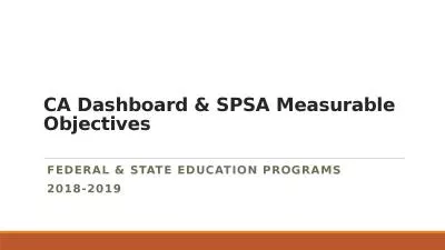 CA Dashboard & SPSA Measurable Objectives