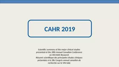 CAHR 2019 Scientific summary of the major clinical studies presented at the 28th Annual