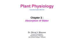 Plant Physiology Course Code: BO232