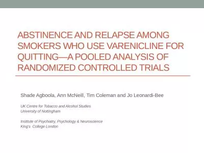 Abstinence and relapse among smokers who use varenicline for quitting—a pooled analysis of random