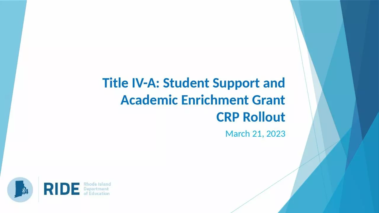 Title IV-A: Student Support and Academic Enrichment Grant